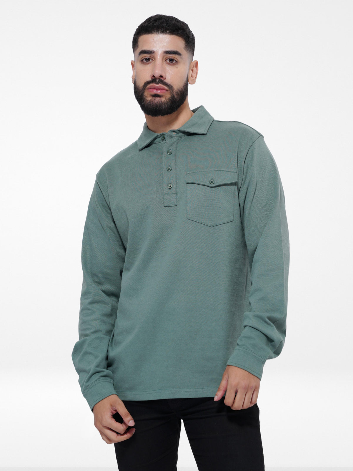 Men's Regular-Fit Long-Sleeve Player's Polo Shirt | Green
