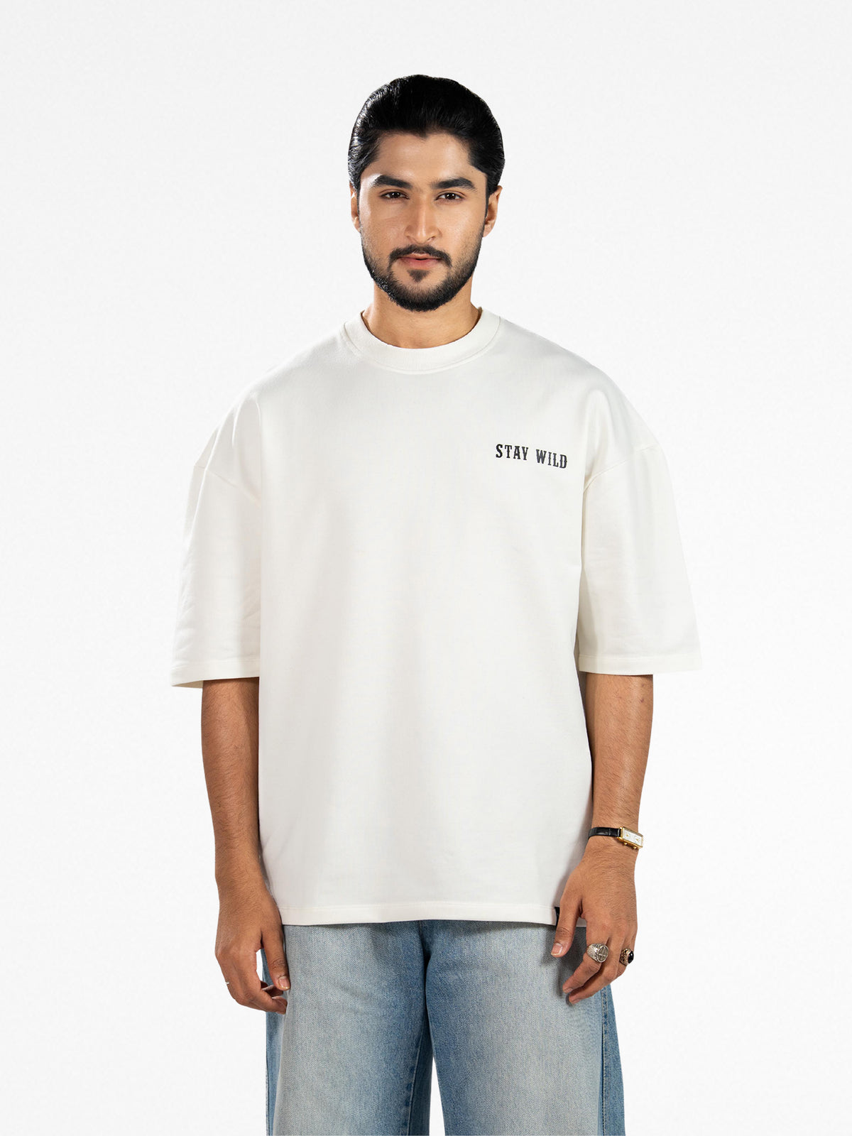 Men’s Oversized Drop Shoulder Graphic T-Shirt – Short Sleeve Crew Neck Tee | Casual Streetwear Top with Front & Back Print