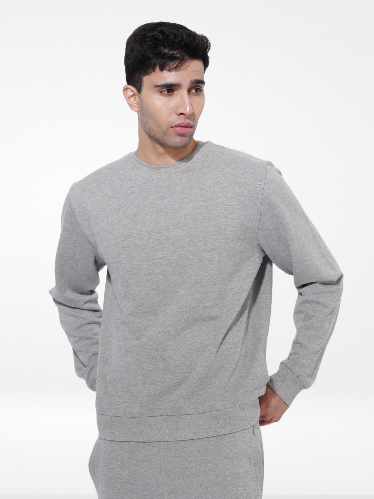 Men's Cotton Sweatshirts in Grey Melange Color