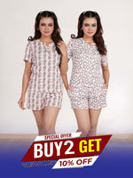 Women's Henley Short SleevePajama Sets- Shirt and Shorts 2 Piece Summer Outfits Lounge Sets