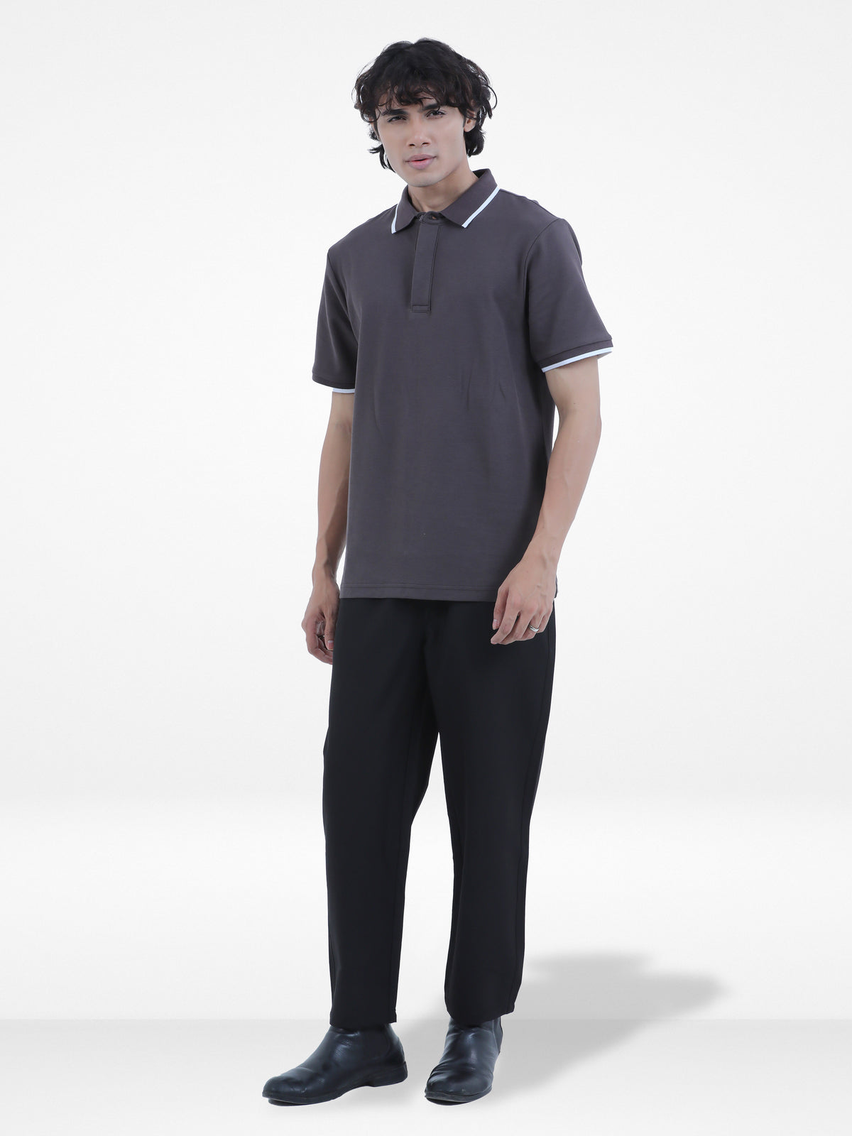 Men's Reguler-Fit Cotton Pique Polo Shirt100% Cotton Casual Top | Tipped Collar & Sleeves | Three-Button Placket | Smart Everyday Wear