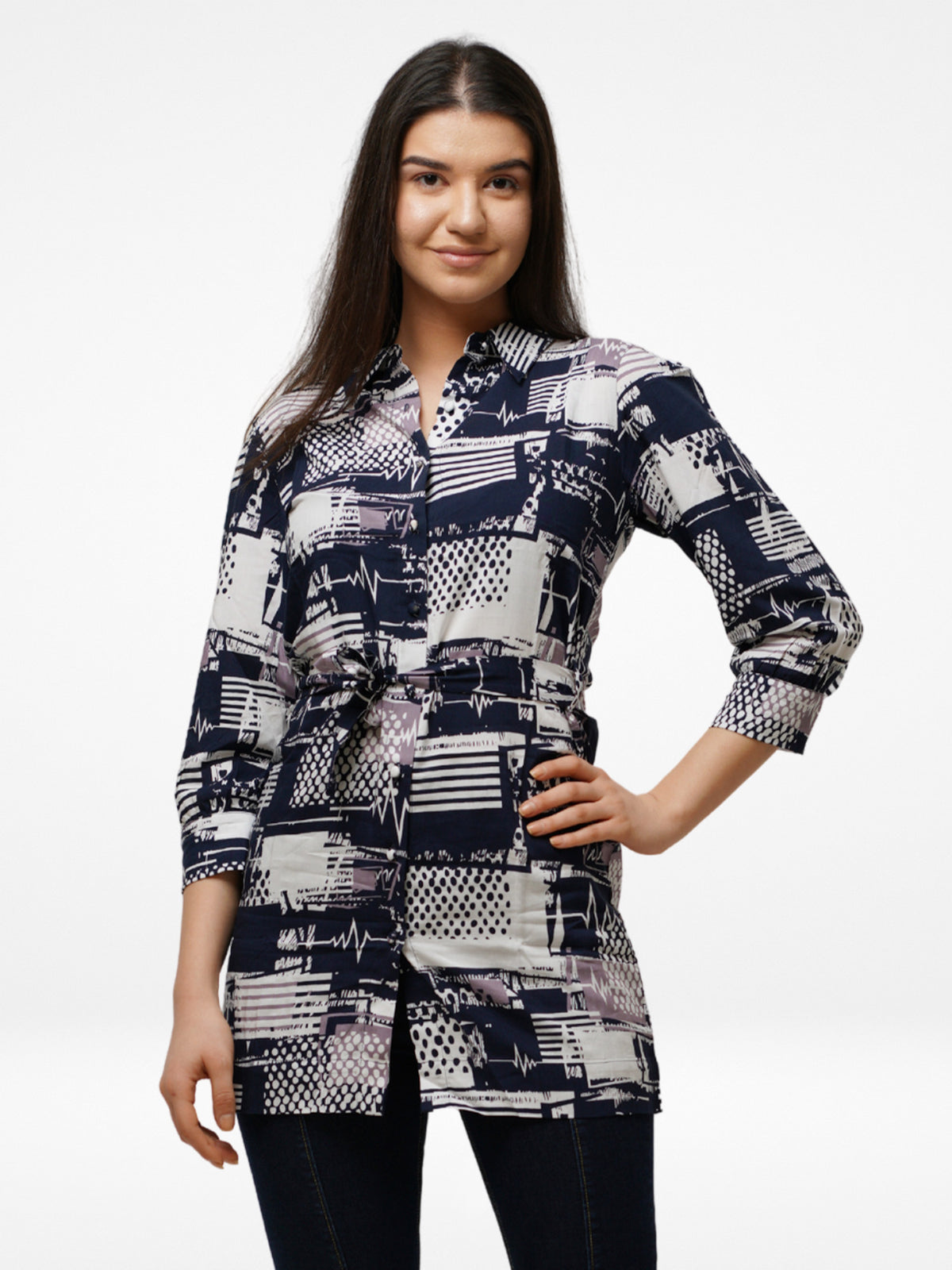 Navy Abstract print Shirt & tops with nice design.