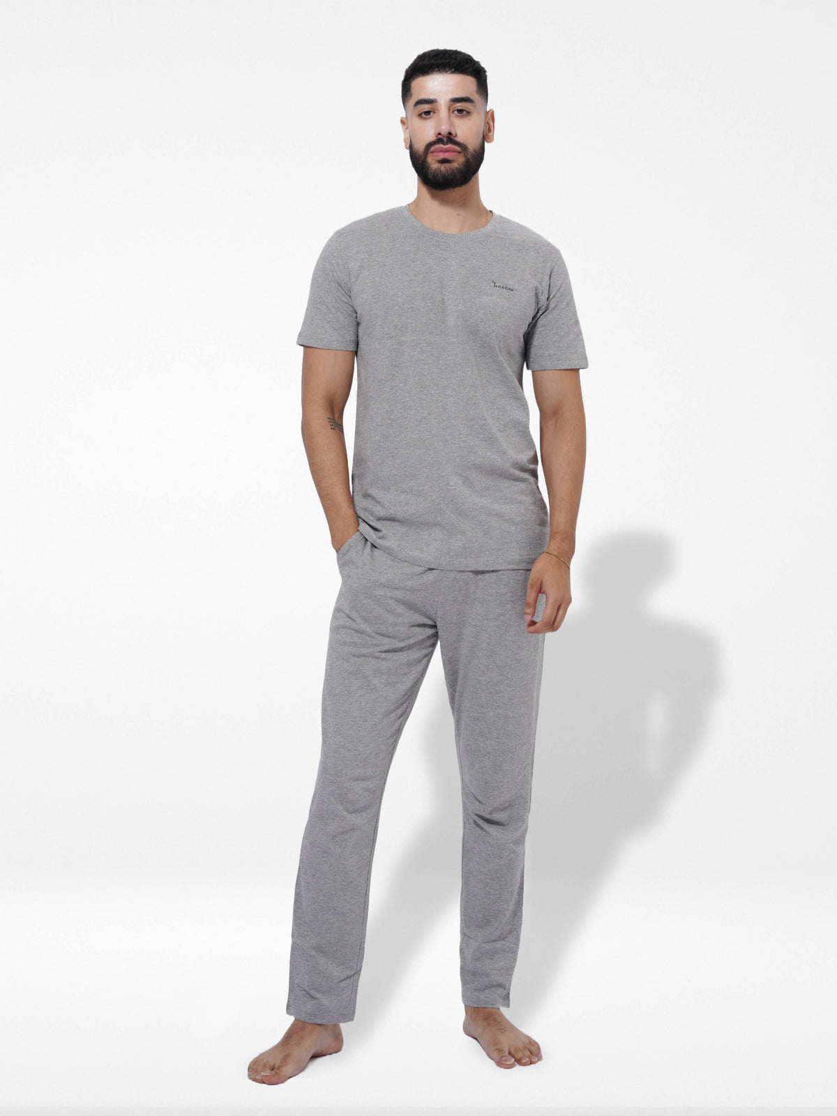 Men's T-Shirt & Trouser Lounge Set Grey