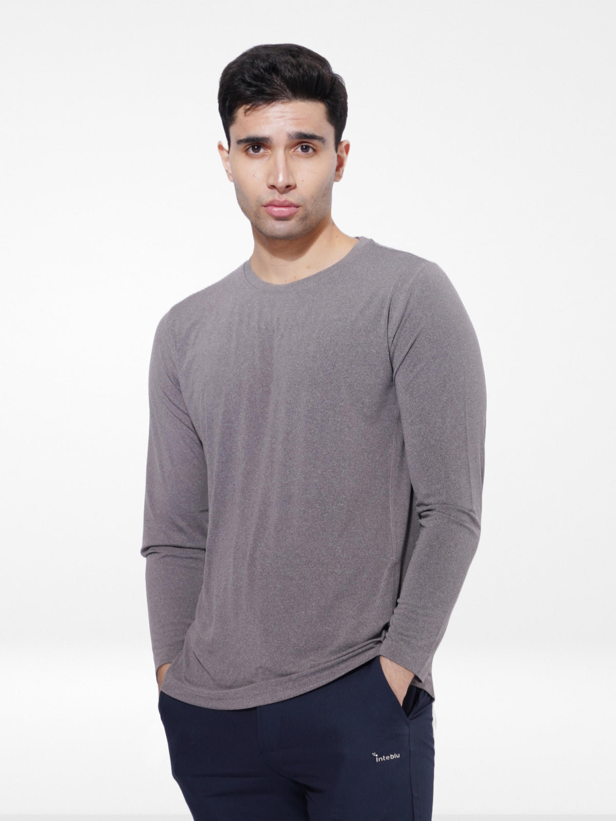 Men's Workout Long Sleeve T-Shirt |Grey melange