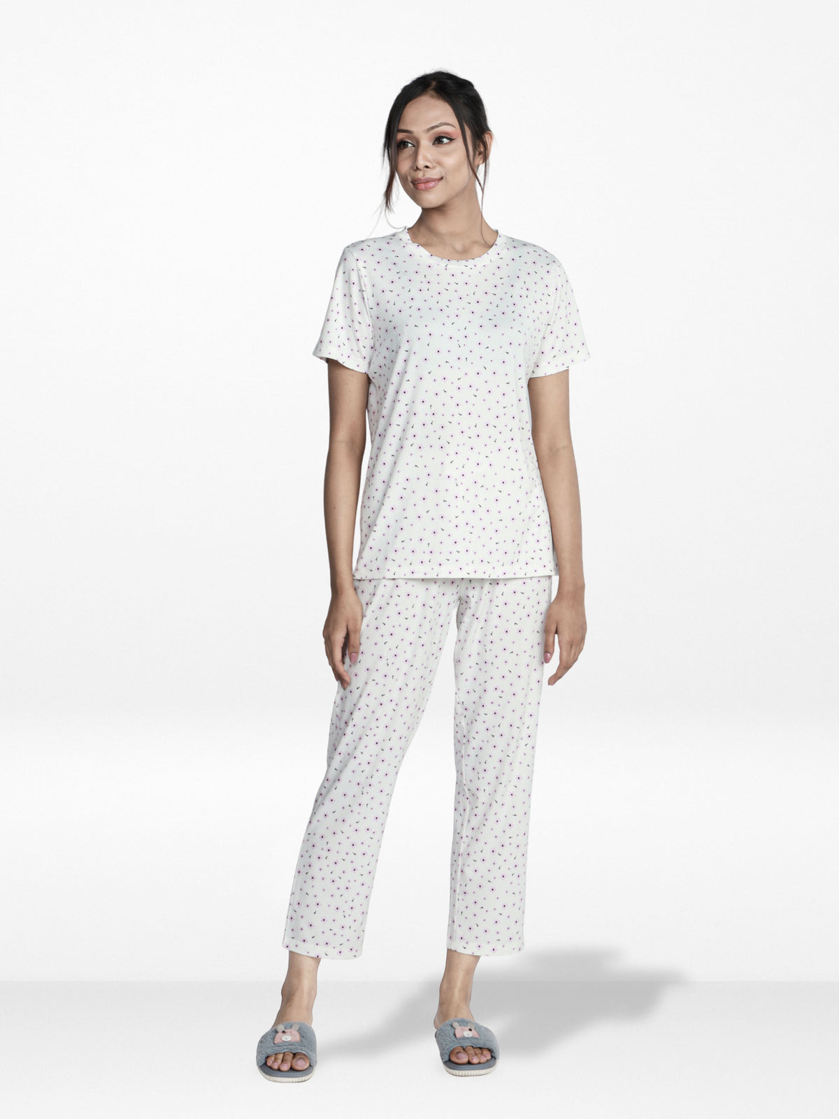 Women’s 2 Piece All Over Printed Loungewear Set – Short Sleeve Top & Pants | Casual Lounge Outfit, Soft Pajama Set, Summer Sleepwear for Women