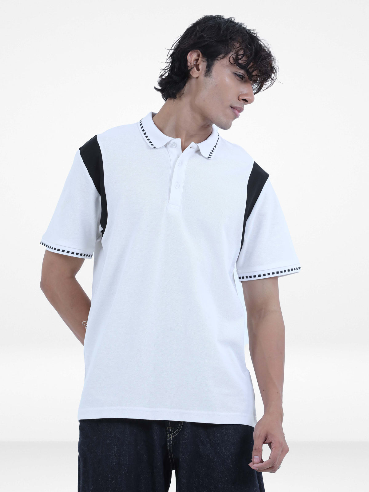 Men’s Reguler-Fit Cotton Pique Polo Shirt – 100% Cotton Casual Top | Jacquard Collar & Short Sleeves | Three-Button Placket | Smart Everyday Wear