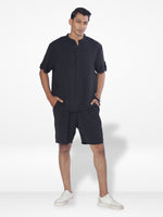 Men's Short Sleeve Shirt & Short Pant Set| Black