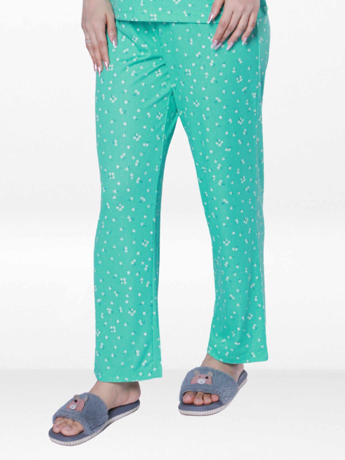 Women’s All Over Printed Lounge Pants | Soft Stretch Yummy Rib Fabric | Drawstring Waist Casual Sleepwear & Pajama Trousers - F.Florida