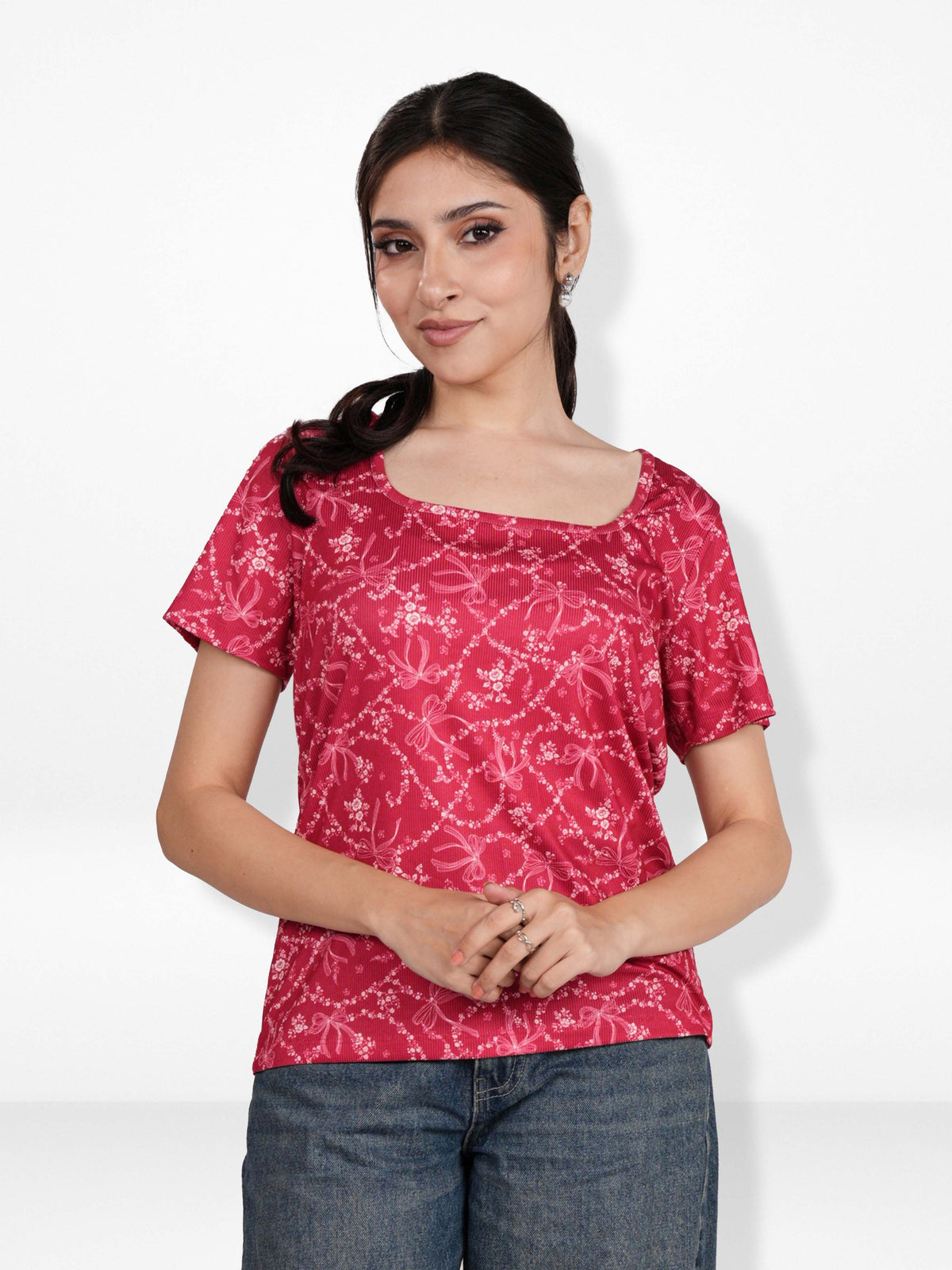 Women’s Regular Fit Crew Neck Tee Shirt – Short Sleeve All Over Print T-Shirt | Soft & Comfortable