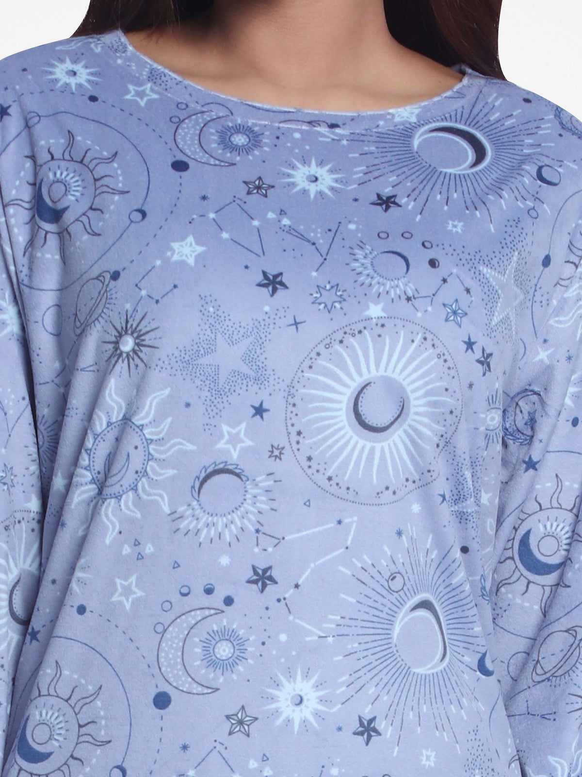 Women Velour Sleepwear Long Sleeve Pyjama Set Indigo Moon
