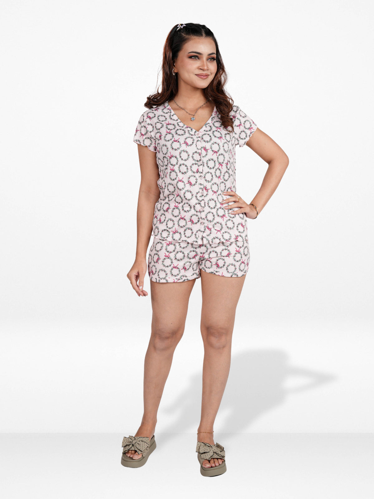 Women's Pajama Sets Button Down Short Sleeve Shirt and Shorts 2 Piece Summer Outfits Lounge Sets