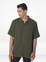 Men's Relaxed-Fit Half-Sleeve Casual Shirt| OLIVE