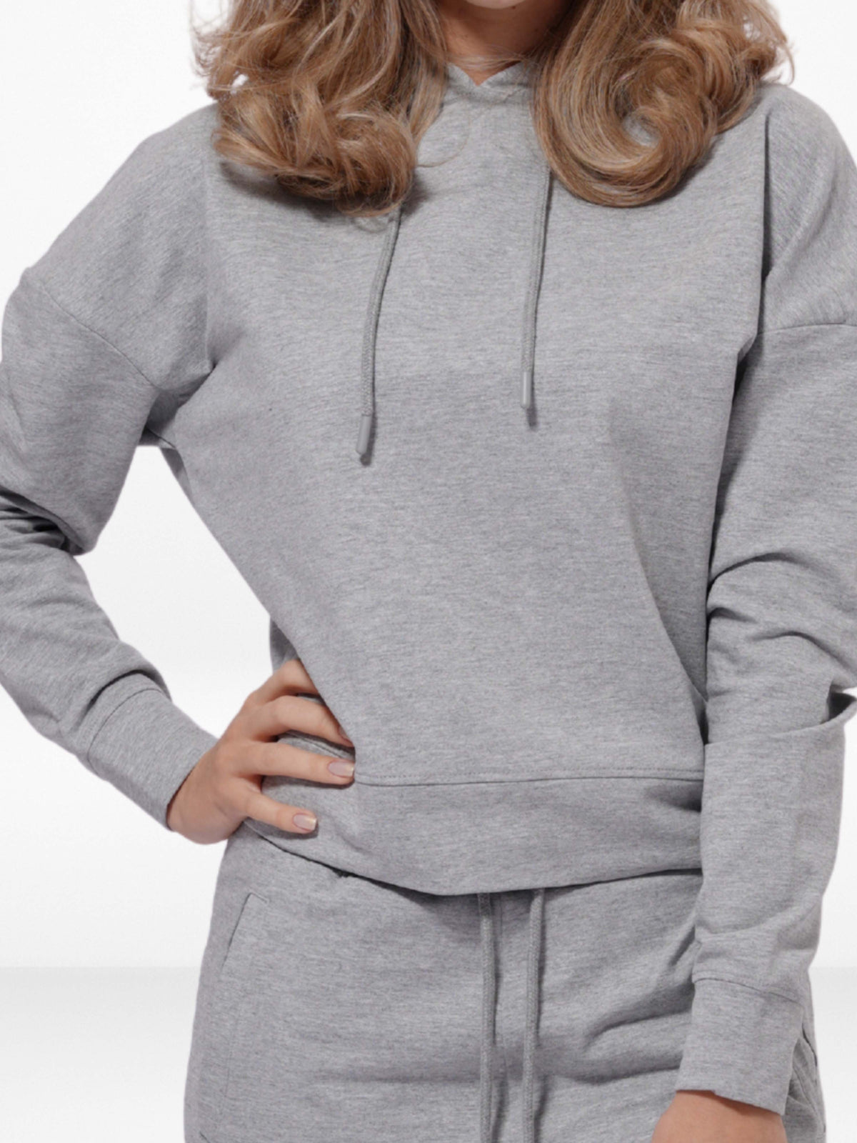 Women Grey Mélange HoodiesJoggers Set in Premium Cotton