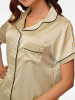 Women's Satin Notch collar Short Sleepwear Set |Satin Fabric