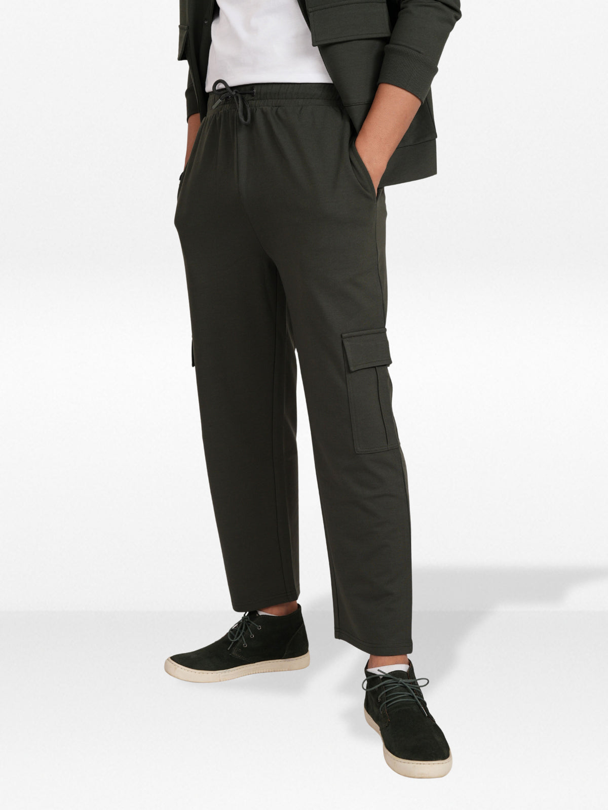 Men’s Cargo Jogger Pants – Straight Fit with Drawstring Waist | Casual Lounge Trousers with Modern Panel Detail