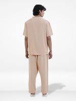 Men's Short Sleeve Shirt & Long Pant Set| Beige