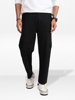 Men’s Cargo Jogger Pants – Straight Fit with Drawstring Waist | Casual Lounge Trousers with Modern Panel Detail