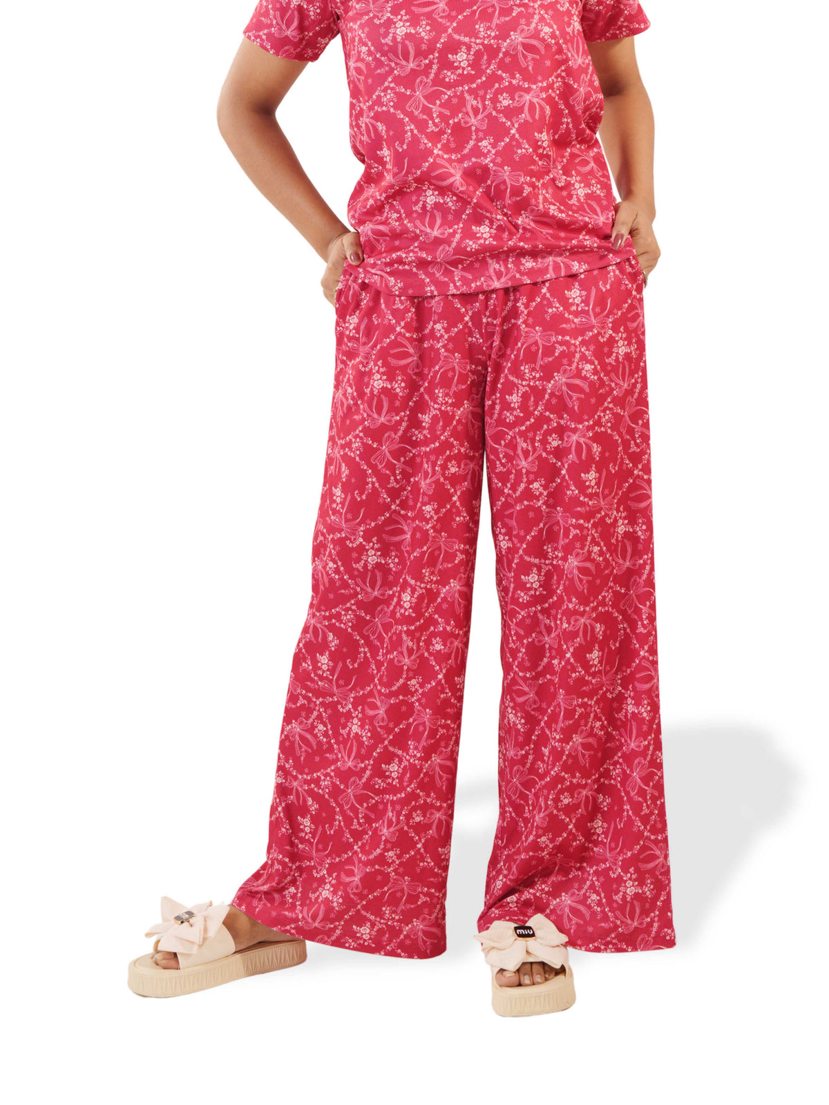 Women's Casual Pants Trendy Loose Trousers High Waist Wide Leg Cropped Palazzo with Pockets
