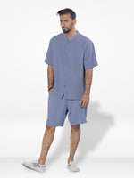 Men's Short Sleeve Shirt & Short Pant Set | Slate Blue