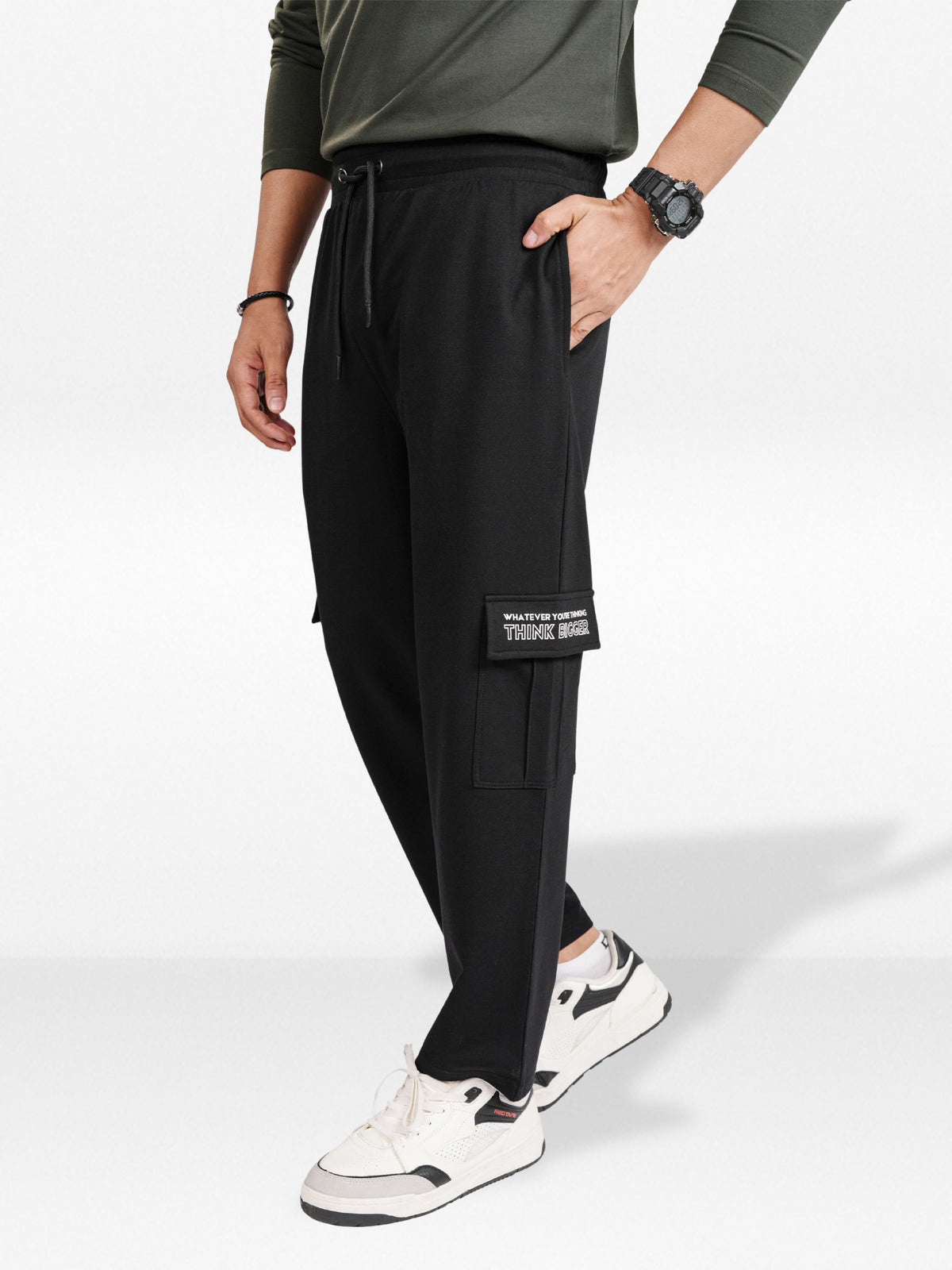 Men’s Cargo Jogger Pants – Straight Fit with Side Pocket Printed | Casual Lounge Trousers with Modern Panel Detail