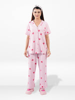 Women’s Printed Night Suit Set – Shirt & Pyjama | Soft Nightwear Dress, 2 Piece Sleepwear for Women, Comfortable Loungewear