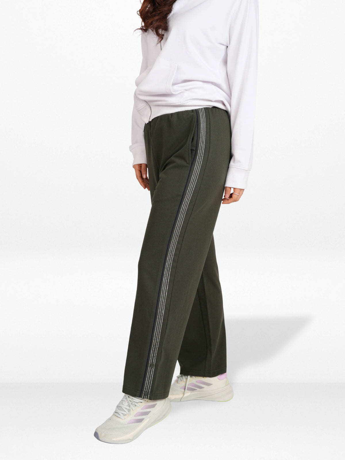 Women’s Flowy Pants – Elasticated Waist with Adjustable Drawcord | Contrast Stitch Side Detail, Casual Comfortable Trousers