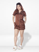 Women's Satin Notch collar Short Sleepwear Set |Satin Fabric
