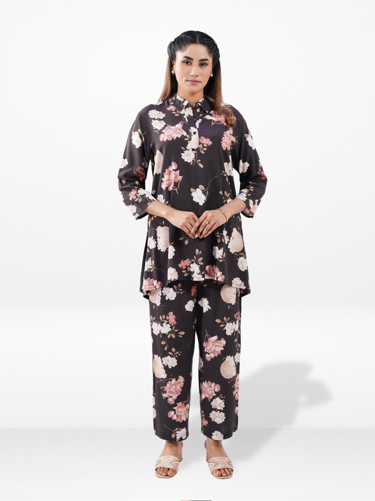 Women’s Floral Printed Co-Ord Set – Trendy 2 Piece Matching Top & Bottom Outfit