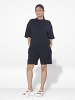 Women Solid Color Co-Ord Set| Short Sleeve| Black