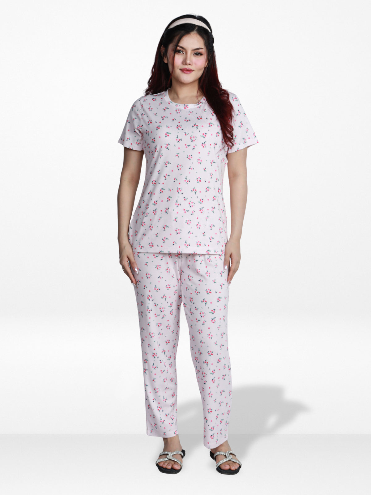 Women’s 2 Piece All Over Printed Loungewear Set – Short Sleeve Top & Pants | Casual Lounge Outfit, Soft Pajama Set, Summer Sleepwear for Women