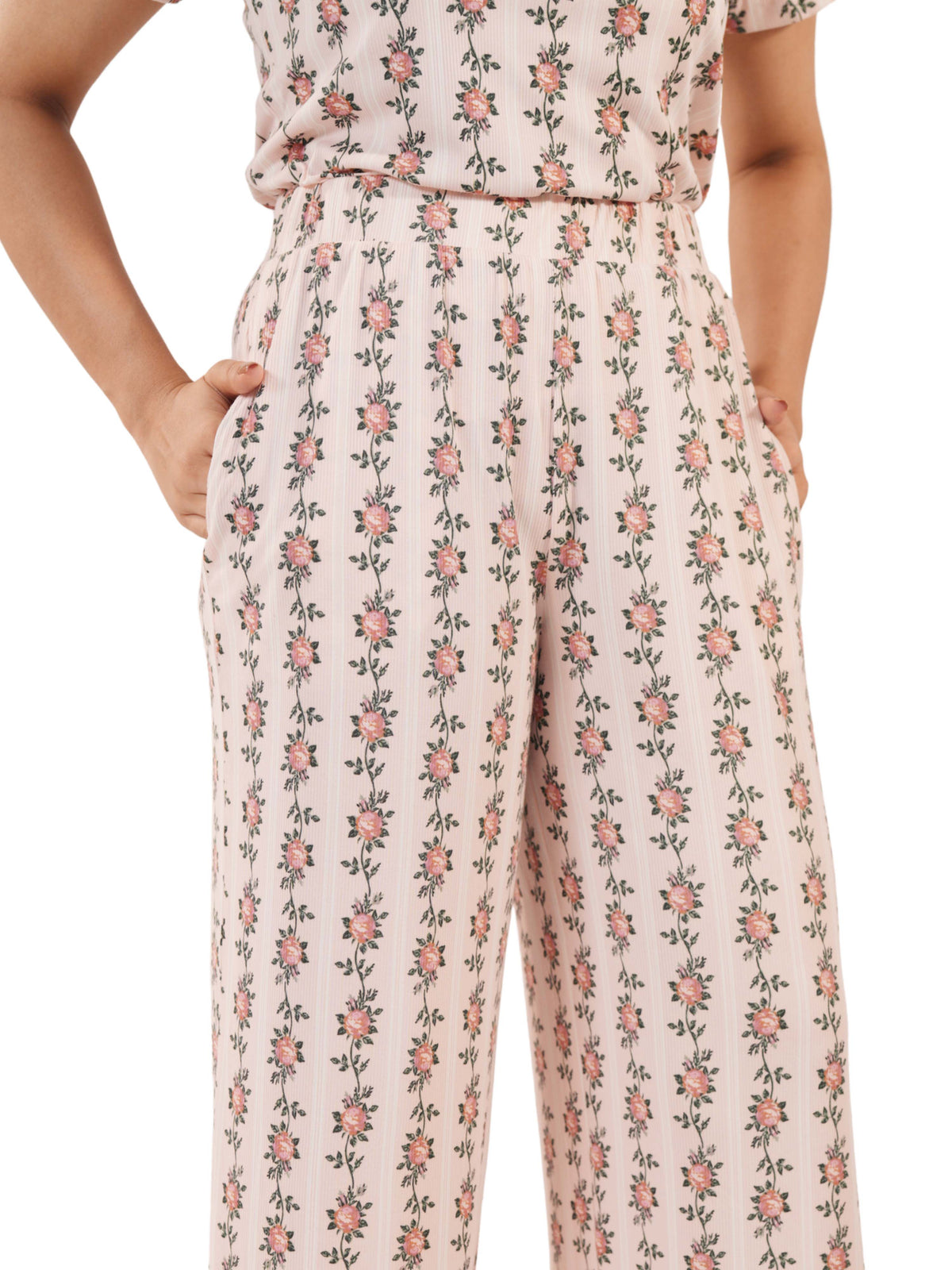 Women's Casual Pants Trendy Loose Trousers High Waist Wide Leg Cropped Palazzo with Pockets