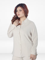 Women Solid Color Co-Ord Set| Long Sleeve| Beige