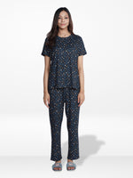 Women’s 2 Piece All Over Printed Loungewear Set – Short Sleeve Top & Pants | Casual Lounge Outfit, Soft Pajama Set, Summer Sleepwear for Women