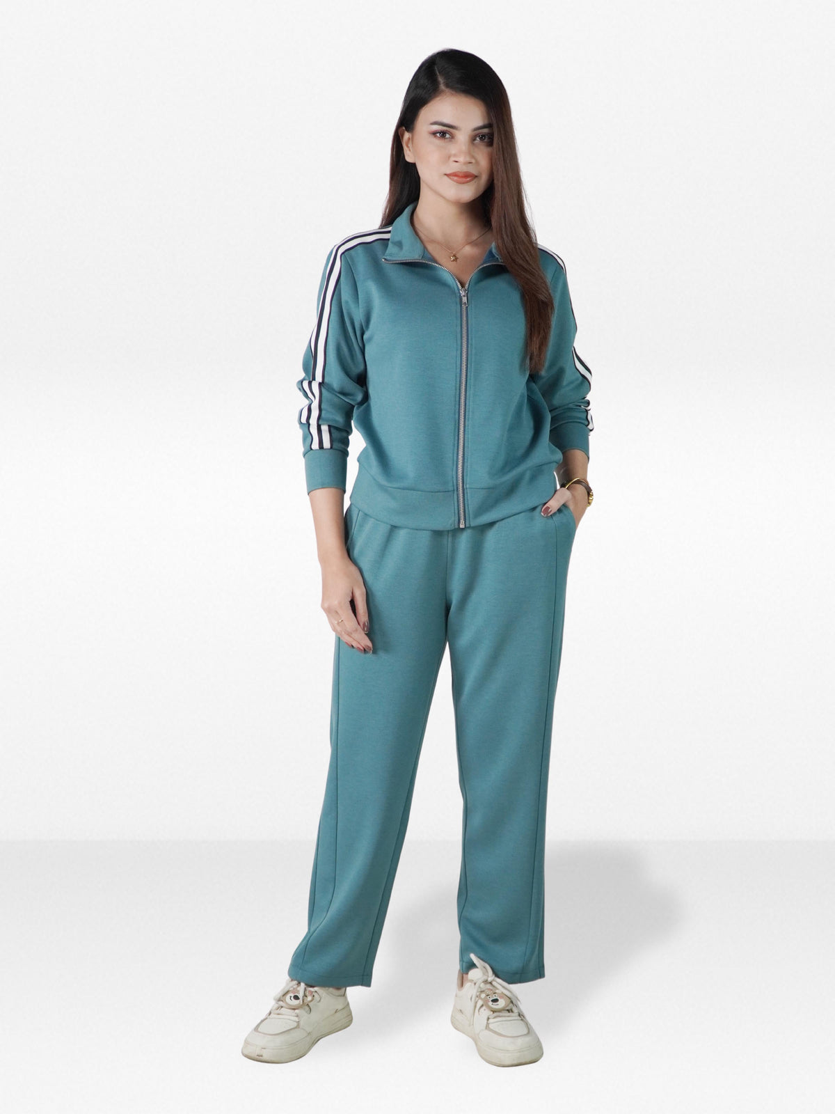 Women’s Zip-Through Jacket – High Collar, Regular Fit Long Sleeve Outerwear for Effortless Style & Comfort