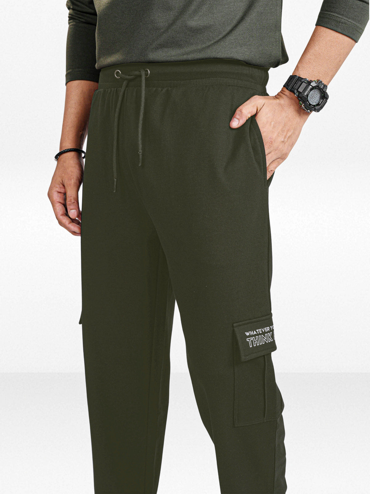 Men’s Cargo Jogger Pants – Straight Fit with Side Pocket Printed | Casual Lounge Trousers with Modern Panel Detail