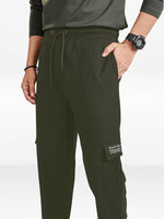 Men’s Cargo Jogger Pants – Straight Fit with Side Pocket Printed | Casual Lounge Trousers with Modern Panel Detail