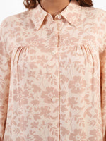 Women’s Floral Print Tunic Shirt – Long Sleeve Button-Up Blouse | Casual Loose Fit Top for Women