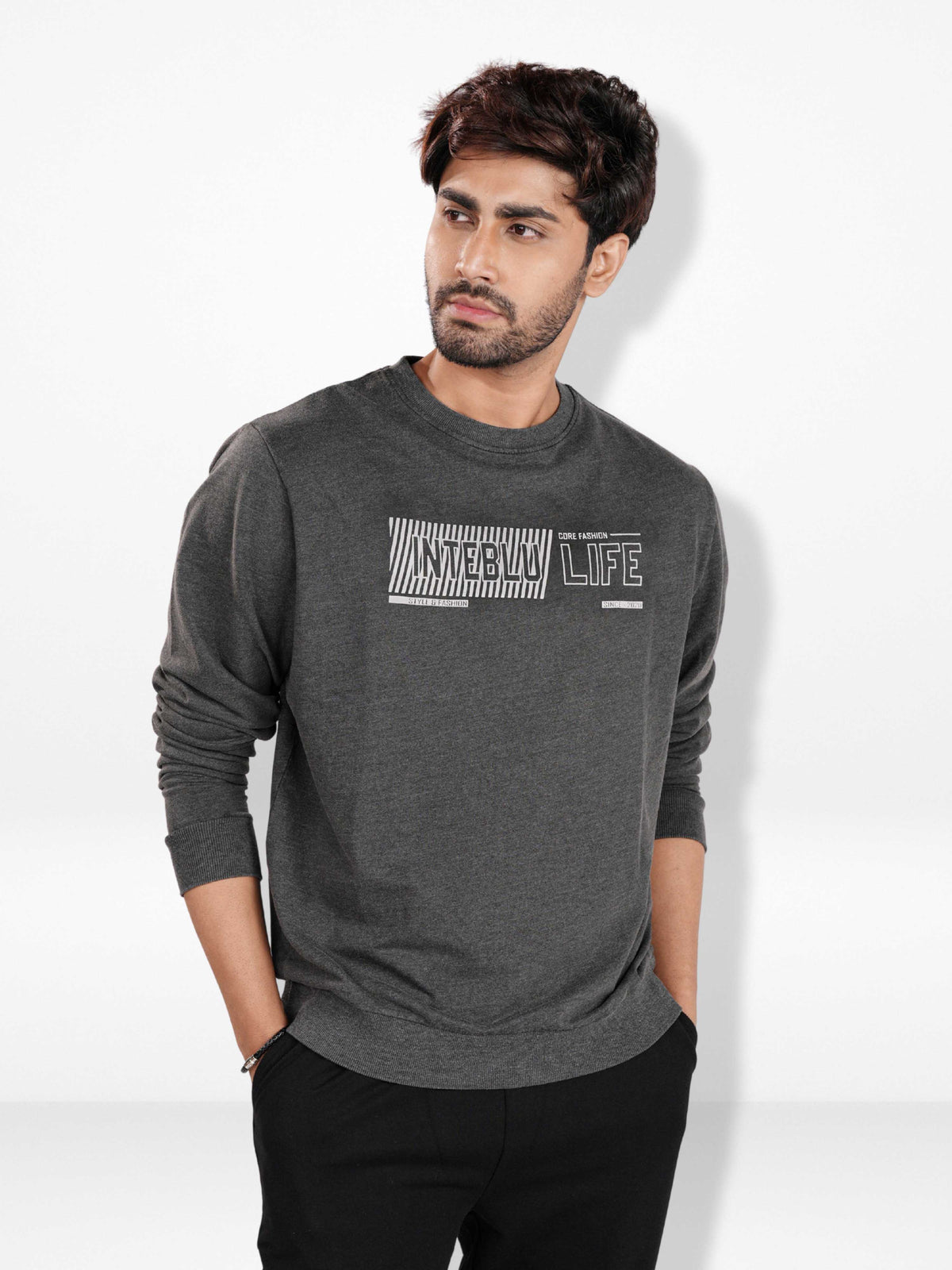 Men’s Graphic Crew Neck Sweatshirt – Soft Cotton Blend Long Sleeve Pullover | Casual Everyday Comfort Wear
