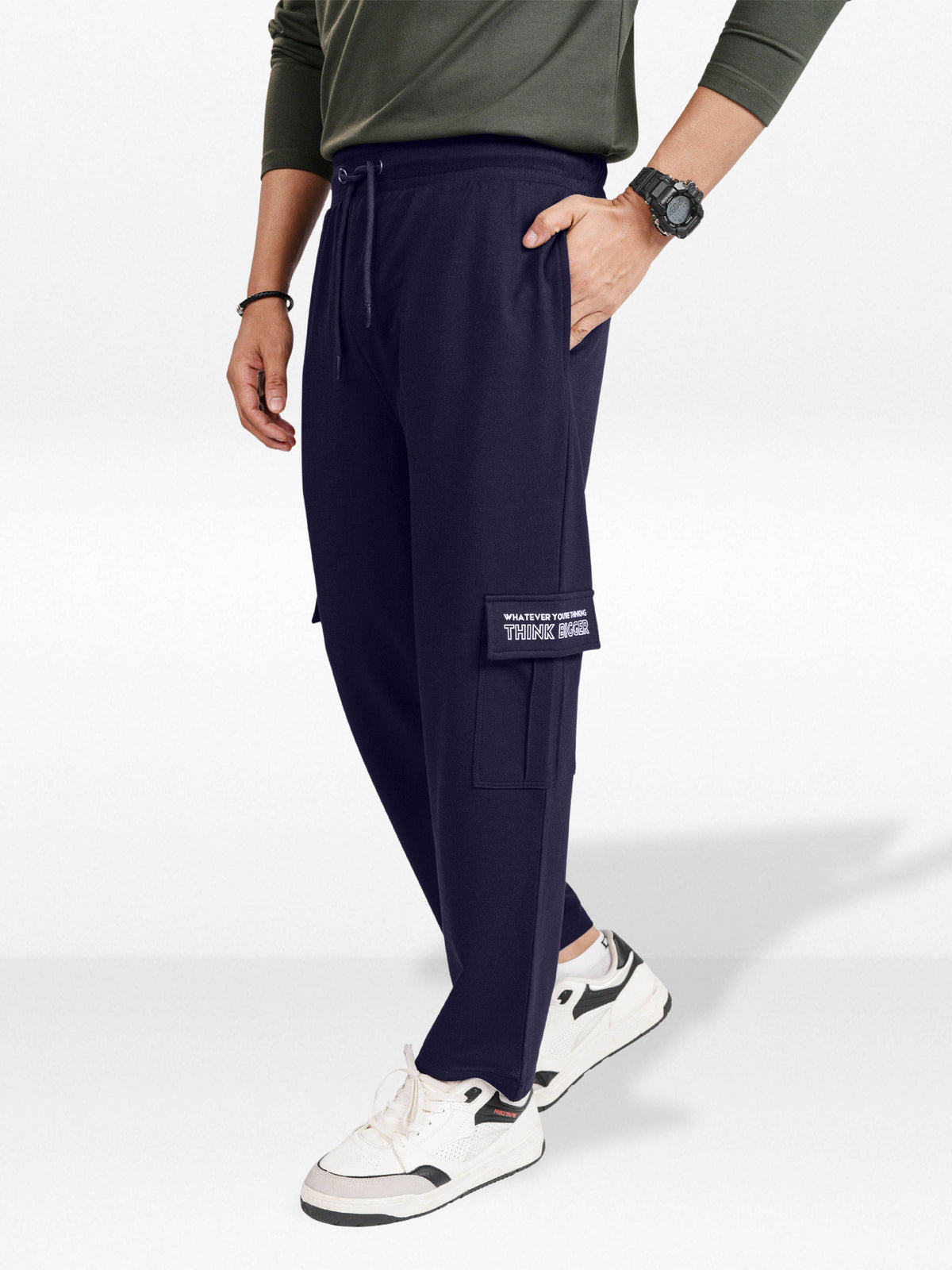 Men’s Cargo Jogger Pants – Straight Fit with Side Pocket Printed | Casual Lounge Trousers with Modern Panel Detail
