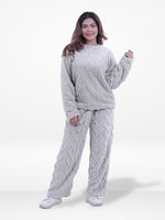 Women’s Fur Fabric Pyjama Set – Soft & Cozy 2-Piece Winter Nightwear | Long Sleeve Sleepwear Top and Bottom Set