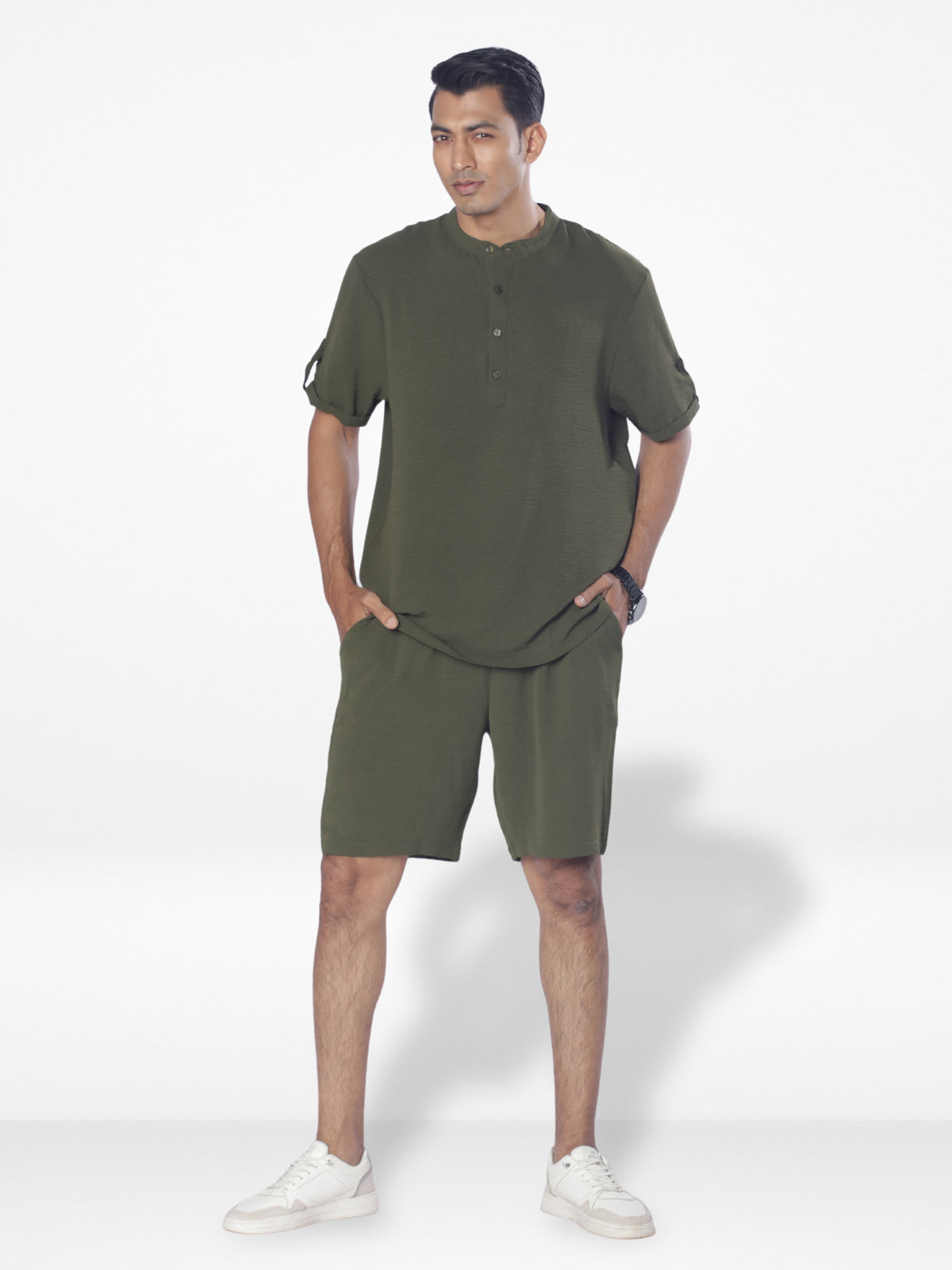Men's Short Sleeve Short Pant Set| Olive