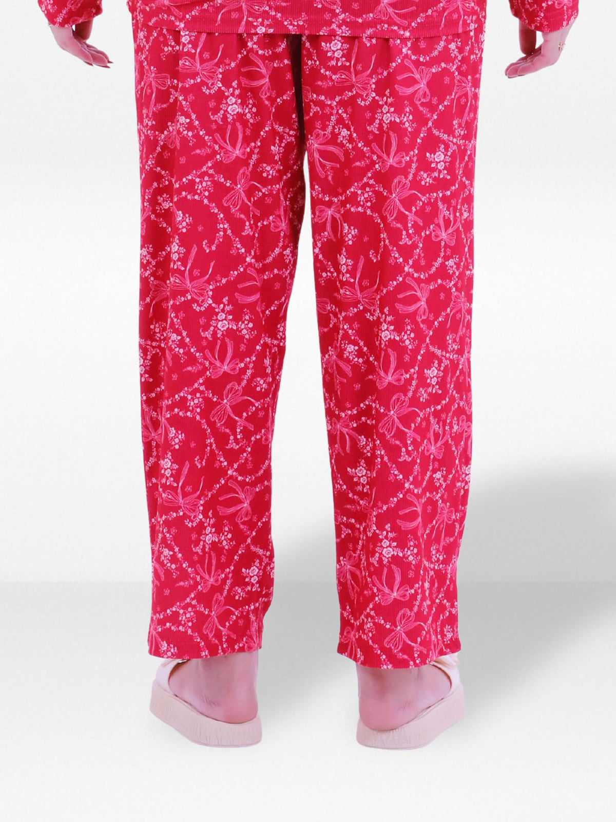 Women’s Printed Pajama Pants | Soft & Stretchy Sleepwear Trousers | Elastic Waist Lounge Pants | Yummy Rib Fabric - Crimson