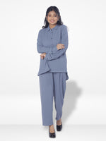 Women Solid Color Co-Ord Set| Long Sleeve| Slate Blue