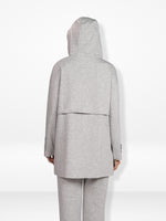 Women’s Soft Pastel Longline Hooded Jacket –Casual Outerwear with Snap Button Closure & Side Pockets