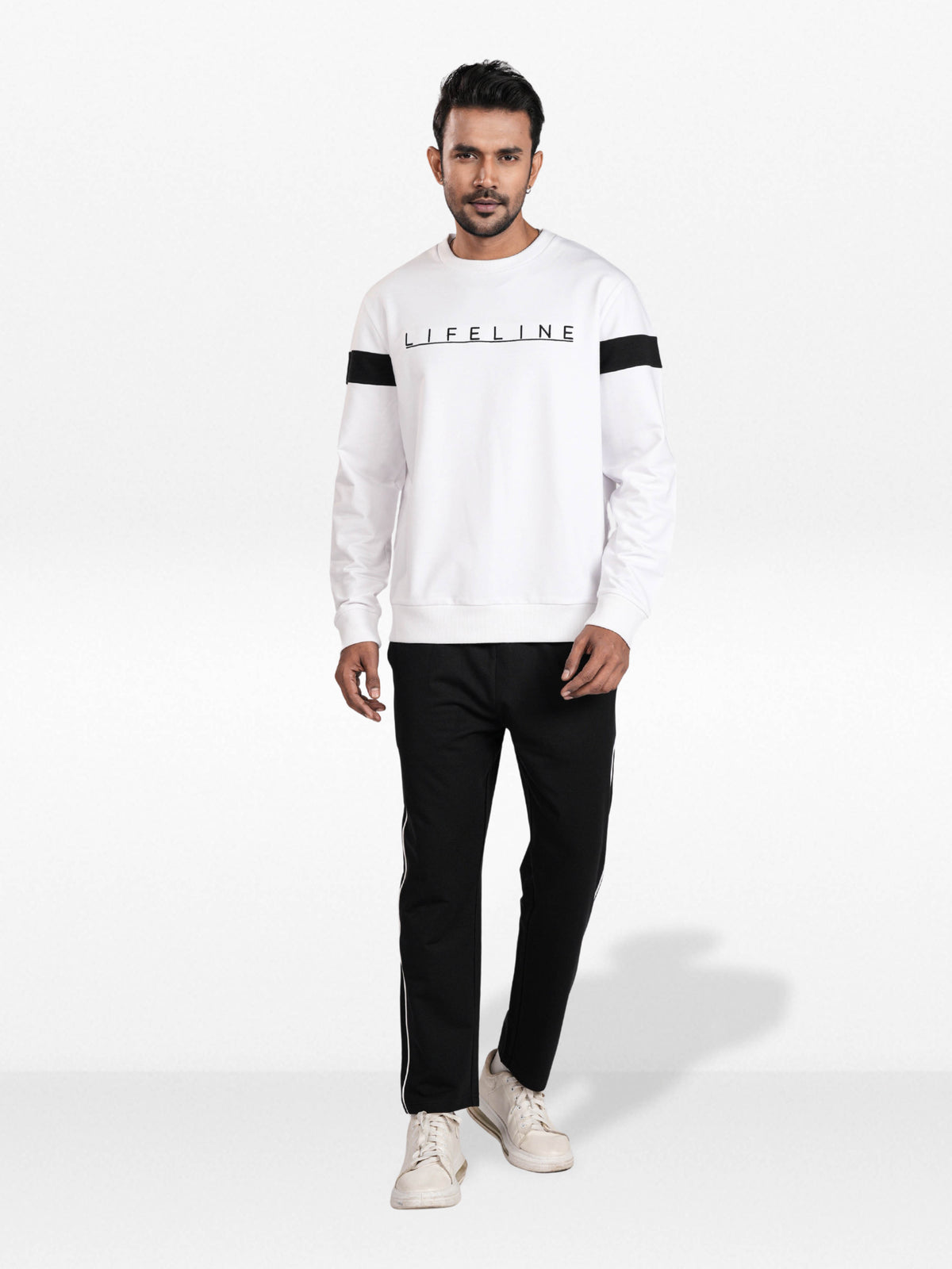 Men’s Embroidered Crew Neck Sweatshirt – Long Sleeve Casual Top | Soft Comfortable Everyday Wear