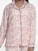 Women Warm Grey FloralSleepwear Long Sleeve Pyjama Set