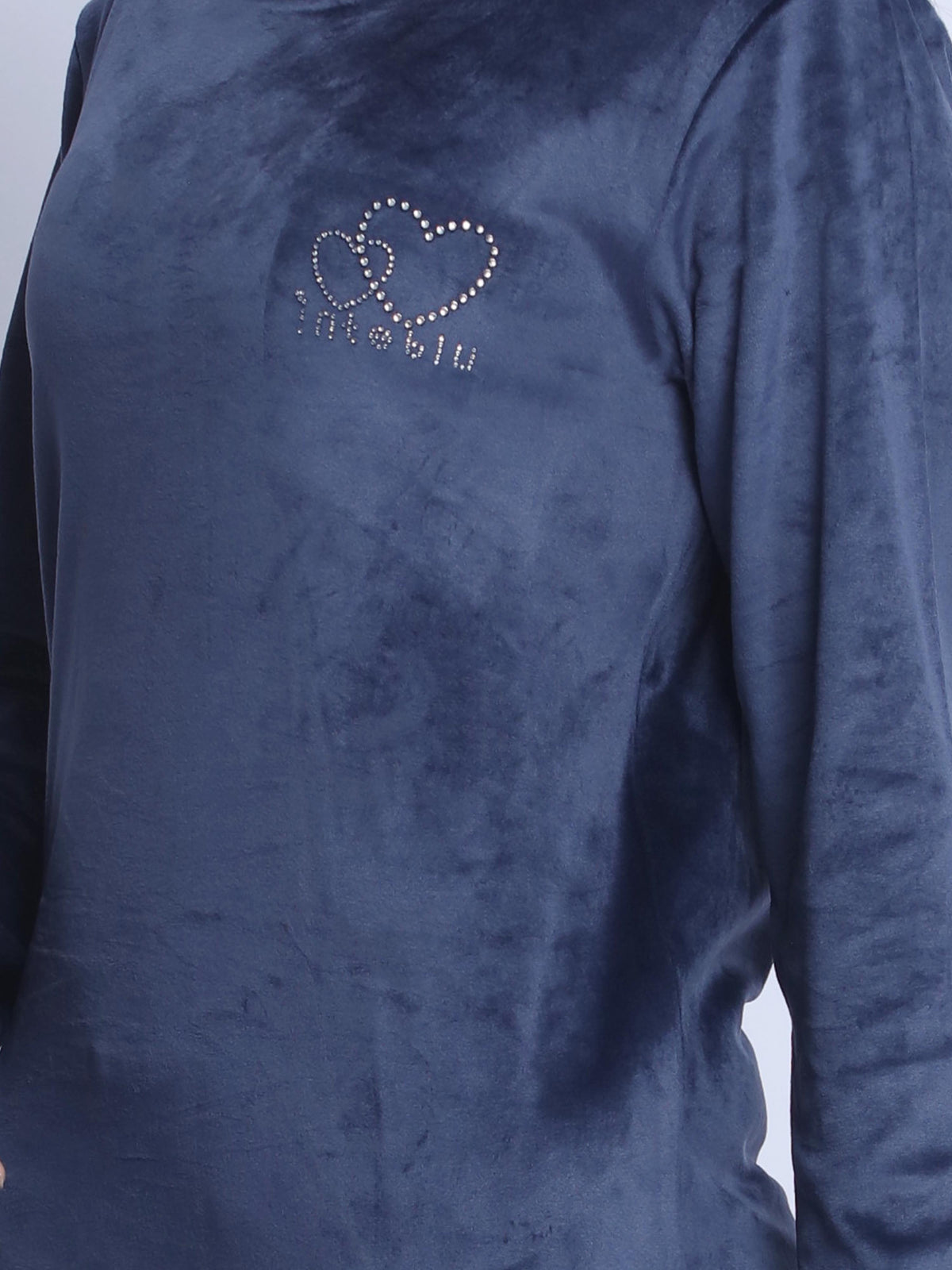 Women Velour Sleepwear Long Sleeve Pyjama Set