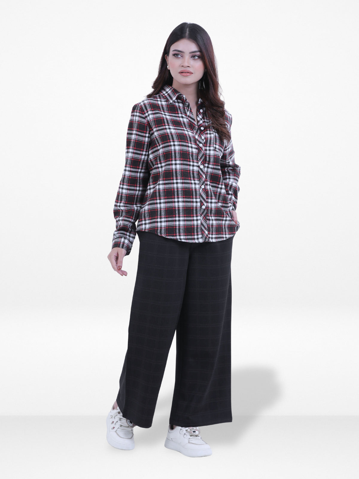 Women’s Plaid Flannel Shirt – 100% Cotton Long Sleeve Button-Down Checkered Shirt | Relaxed Fit Casual Top for Everyday Comfort