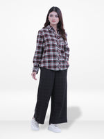 Women’s Plaid Flannel Shirt – 100% Cotton Long Sleeve Button-Down Checkered Shirt | Relaxed Fit Casual Top for Everyday Comfort