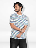 Men’s Striped Henley Neck T-Shirt – Regular Fit Short Sleeve Tee | Soft Stretch Casual Wear